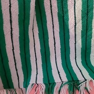 Pretty Handmade Green Knit Throw Blanket